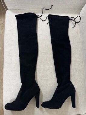 Stuart Weitzman Black Suede Over-the-Knee Boots